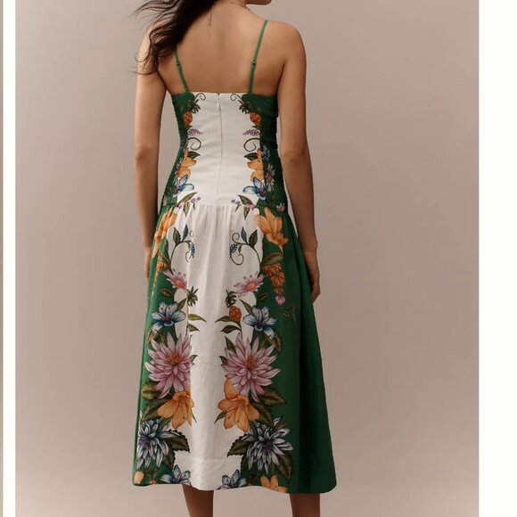 NWT Farm Rio Sweet Bloom Dreamscape Linen Blend Sleeveless Midi Dress - Picture 4 of 17